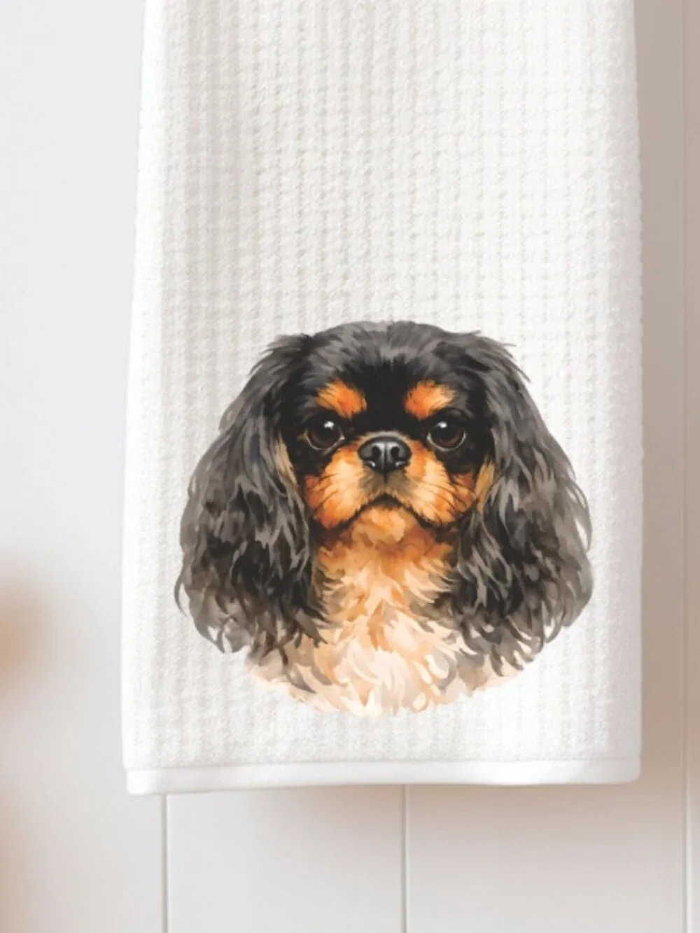 English Toy Spaniel Dog Waffle Weave Decorative Kitchen Tea Towel